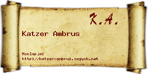 Katzer Ambrus névjegykártya